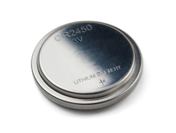 A pilha de lítio tem o formato de uma moeda