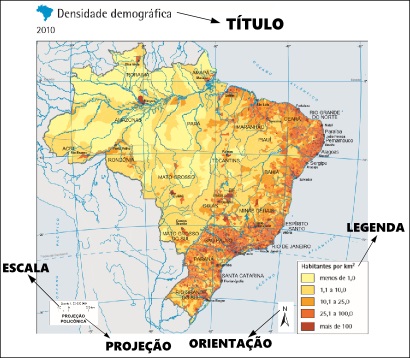 Exemplo de mapa demográfico do Brasil elaborado pelo IBGE *